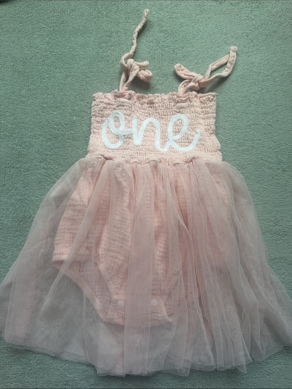 Source Unknown Pink Tulle 'One' Baby Girl One-Piece Dress